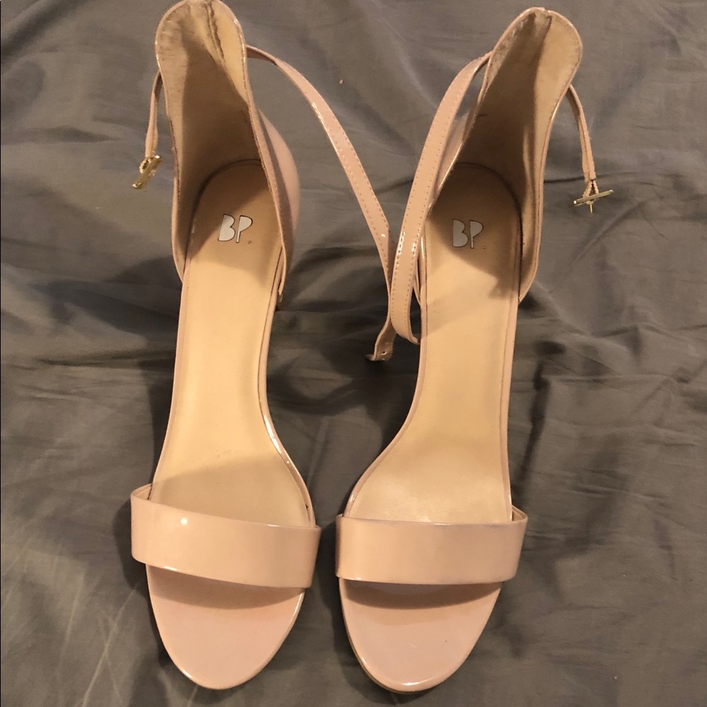 Nude patent leather heels